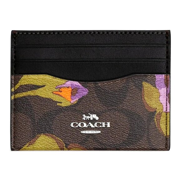 NWT Coach Signature Raised Slim Id Cardholder Iris - Picture 1 of 8
